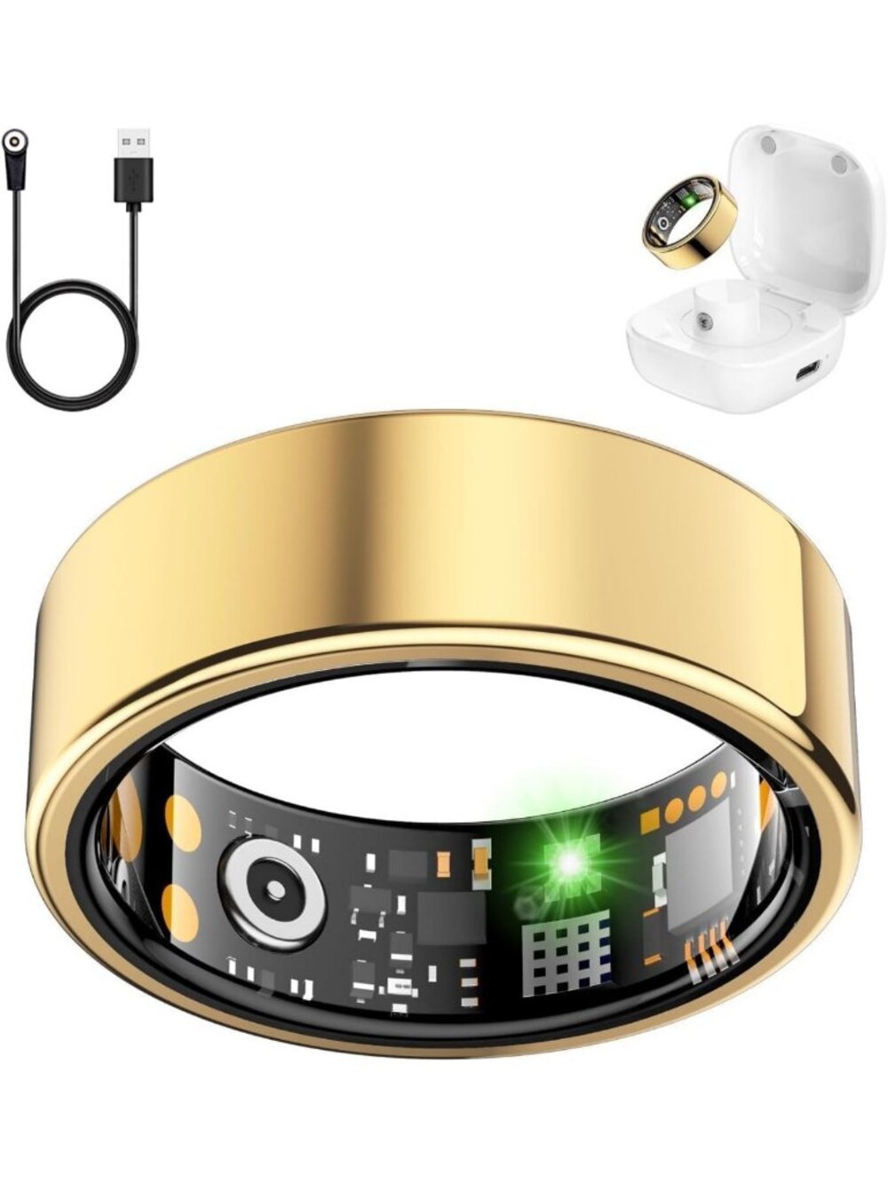 Fitness Smart Ring for Heart Rate, Sleep & Step Tracking - Waterproof & No Fees